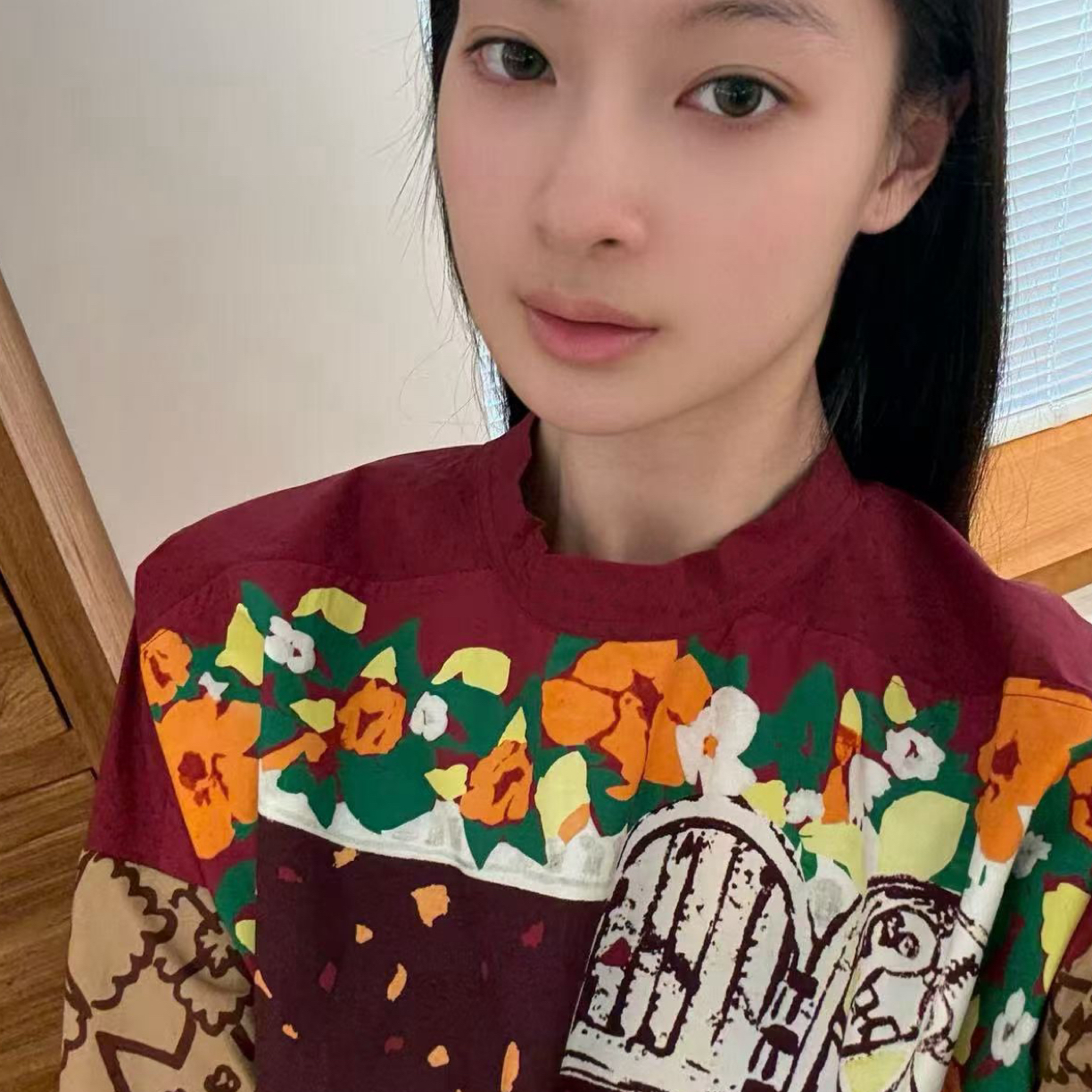 定位印花衬衫B7057B7119时尚休闲百搭女士宽松圆领夏季衬衣