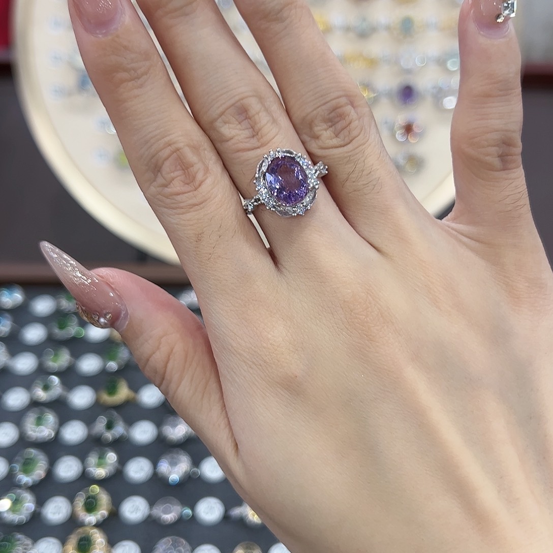 蛇纹石玉戒指银S925镶嵌天****