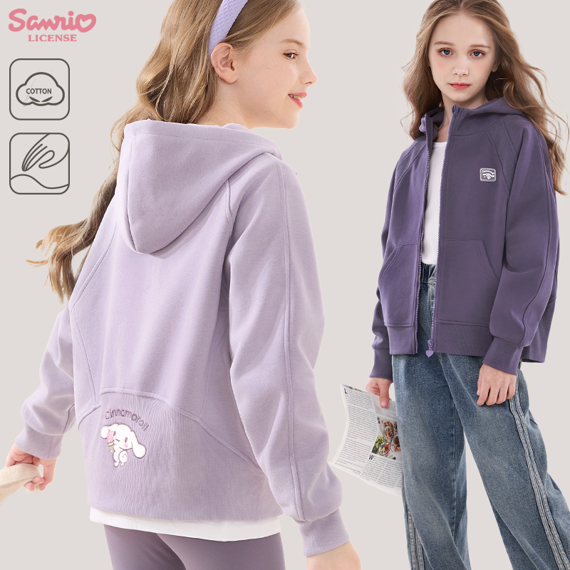 女童外套春秋新款儿童连帽卫衣洋气大童加绒开衫春装童装秋冬上衣