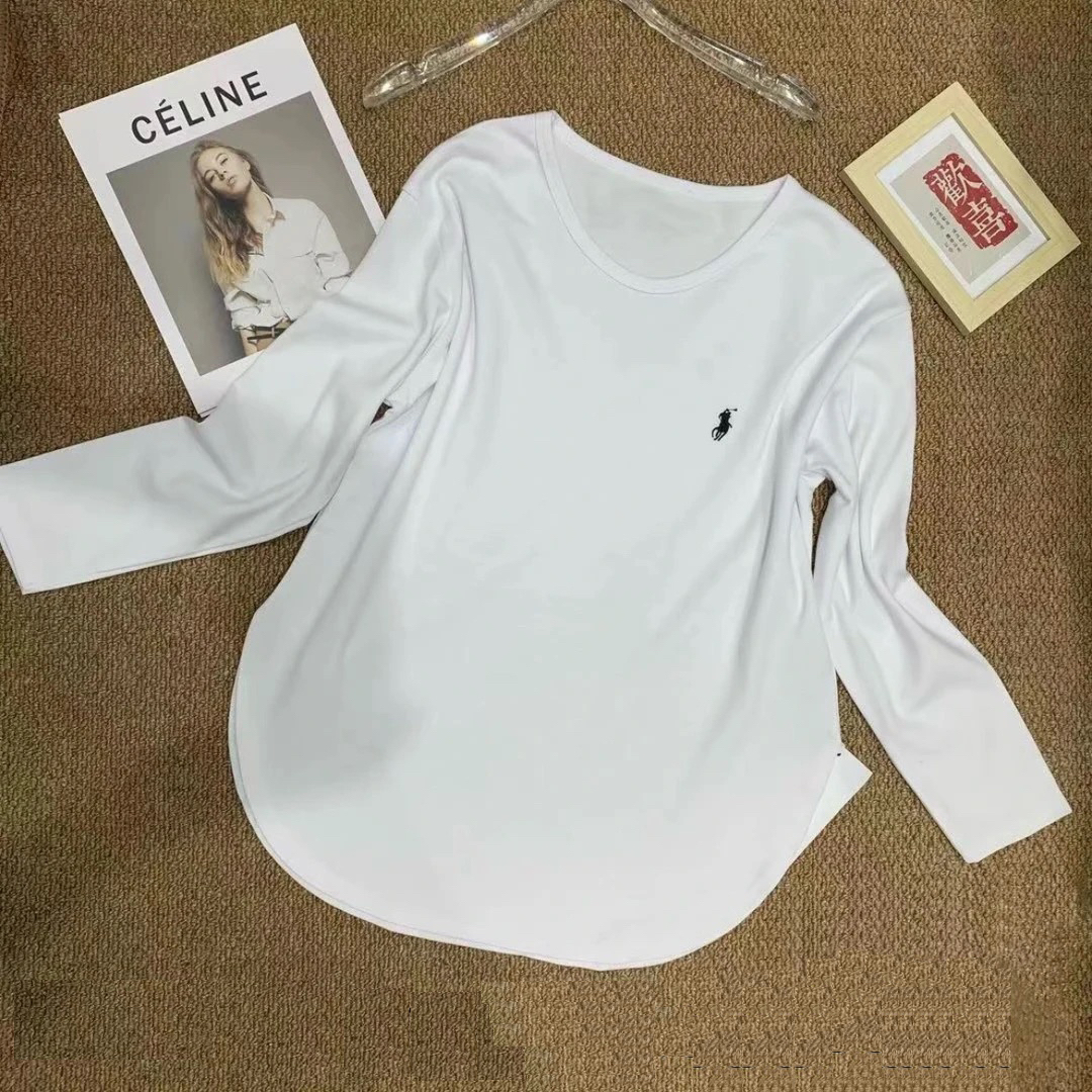 836百搭休闲宽松长袖T恤女锁骨T春夏薄款秋冬打底刺绣上衣