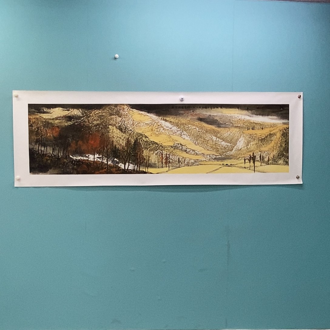 国画光***歌李文军教授作品，带视频合影