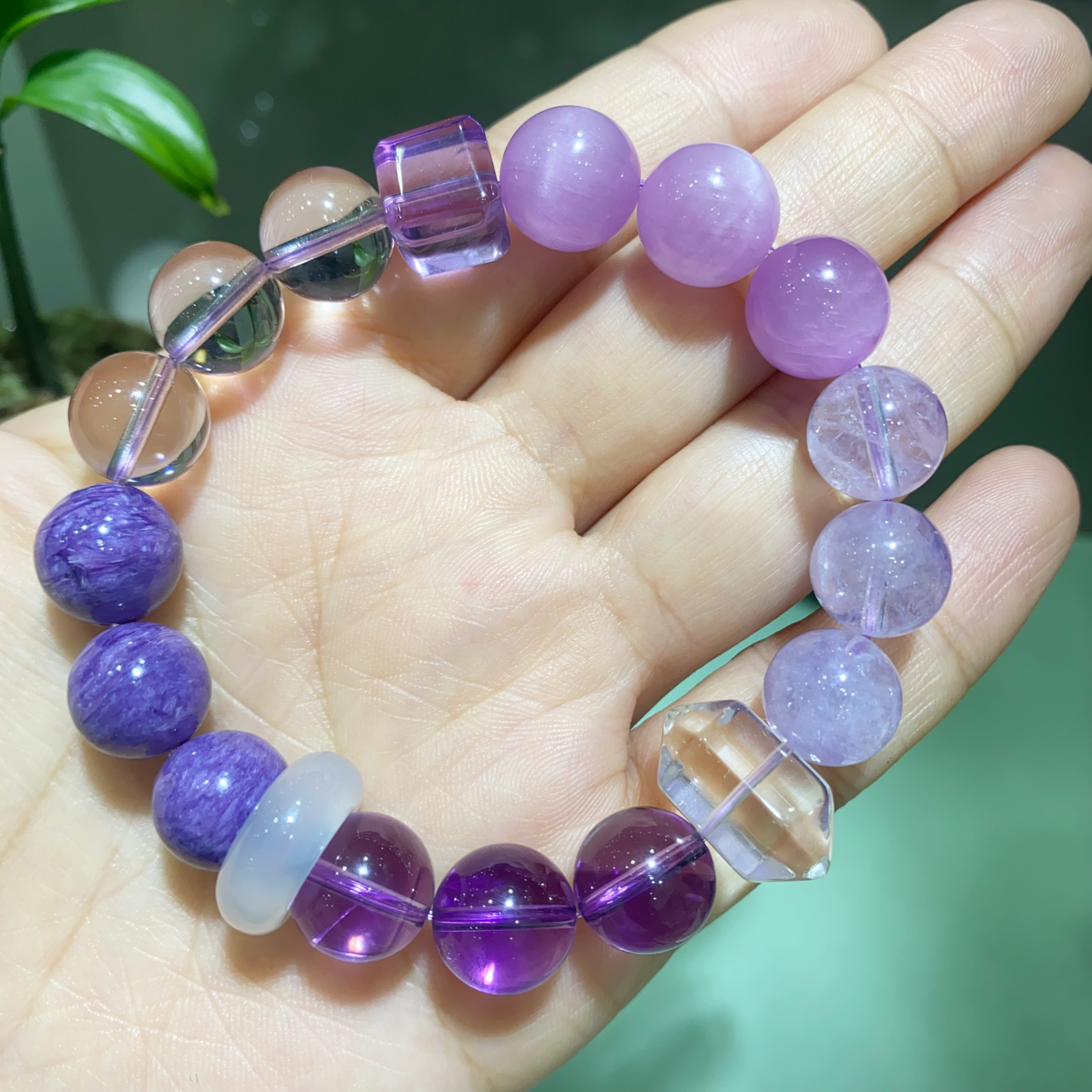 九紫离火天然水晶多宝手链紫水晶紫龙晶紫锂辉女士女款手链