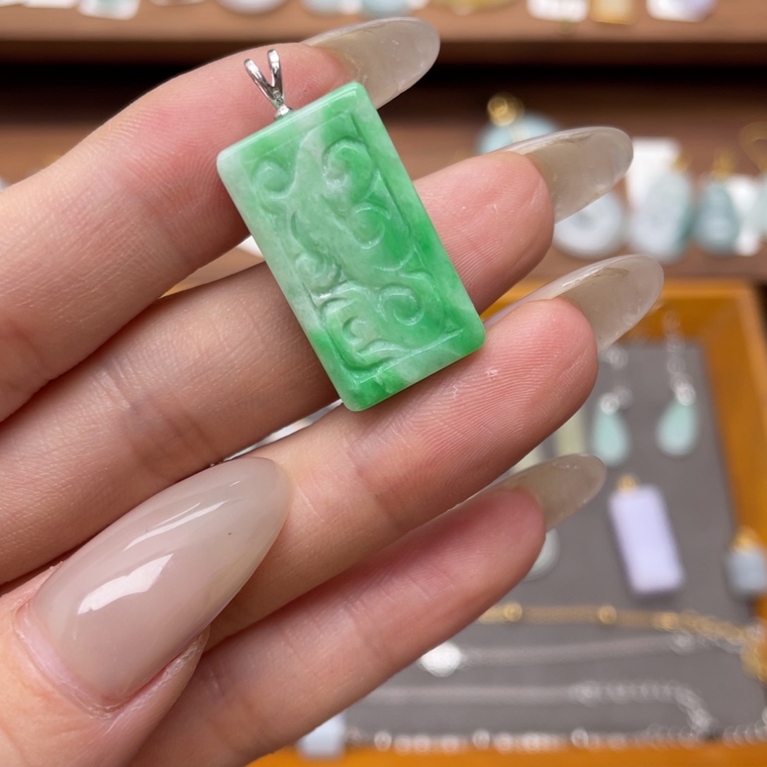 翡翠银S925镶嵌吊坠(不含链)