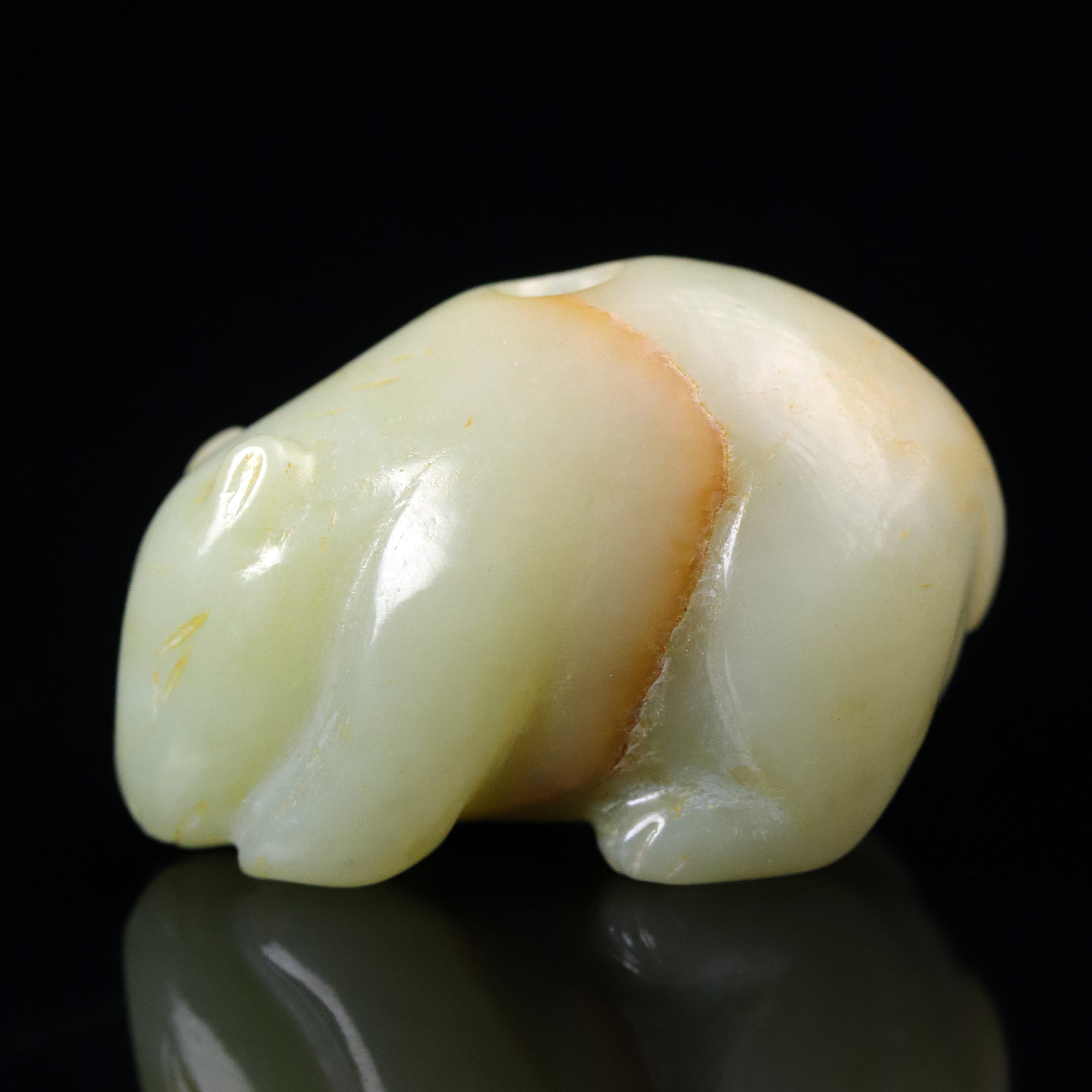 明代和田玉玉熊把件