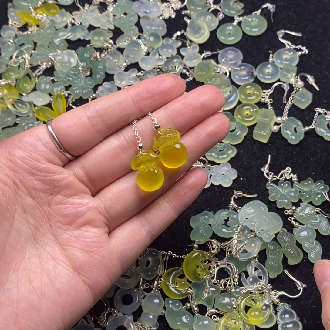 蛇纹石玉未镶嵌挂件耳饰耳环项链