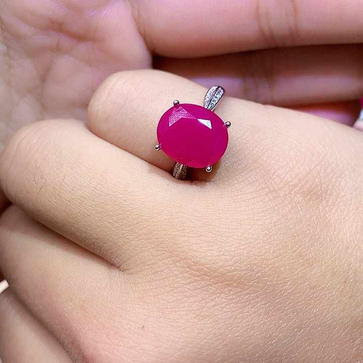 红宝石戒指银S925镶嵌