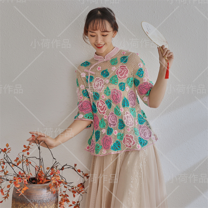 花之语时尚编织爱尔兰钩衣玫瑰之约视频教程材料包非成品
