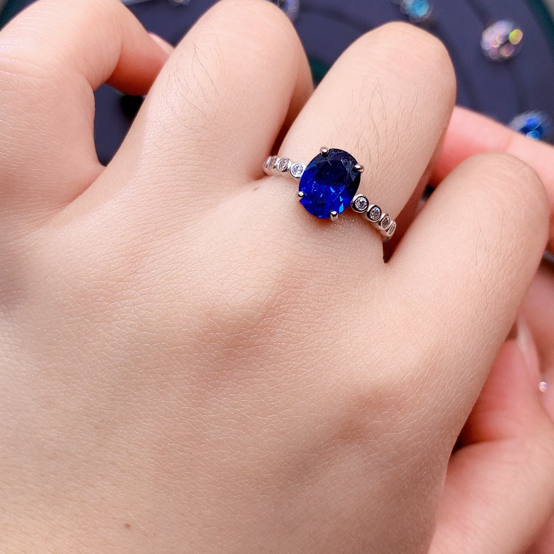 蓝宝石戒指银S925镶嵌