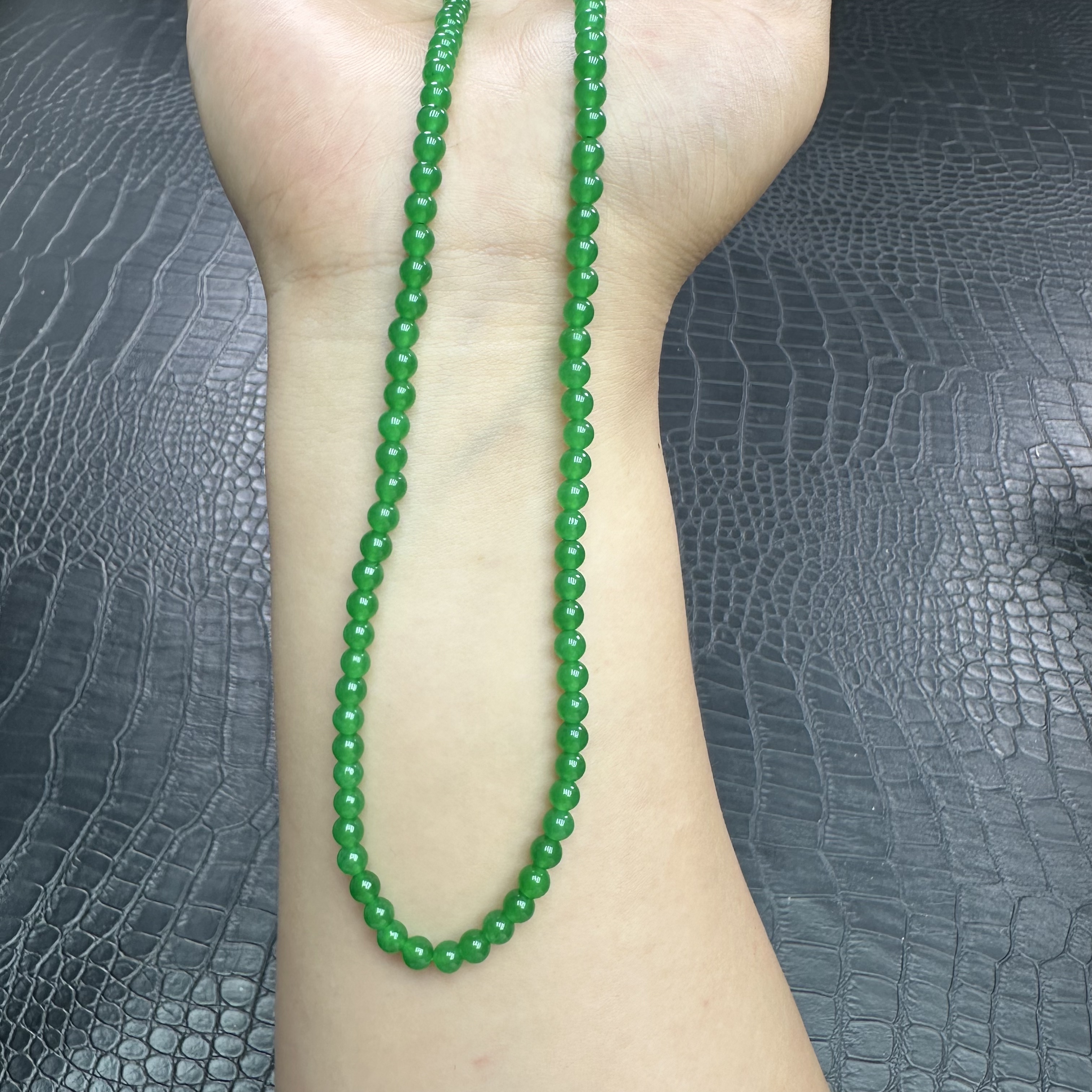 老坑绿色高货小米项链