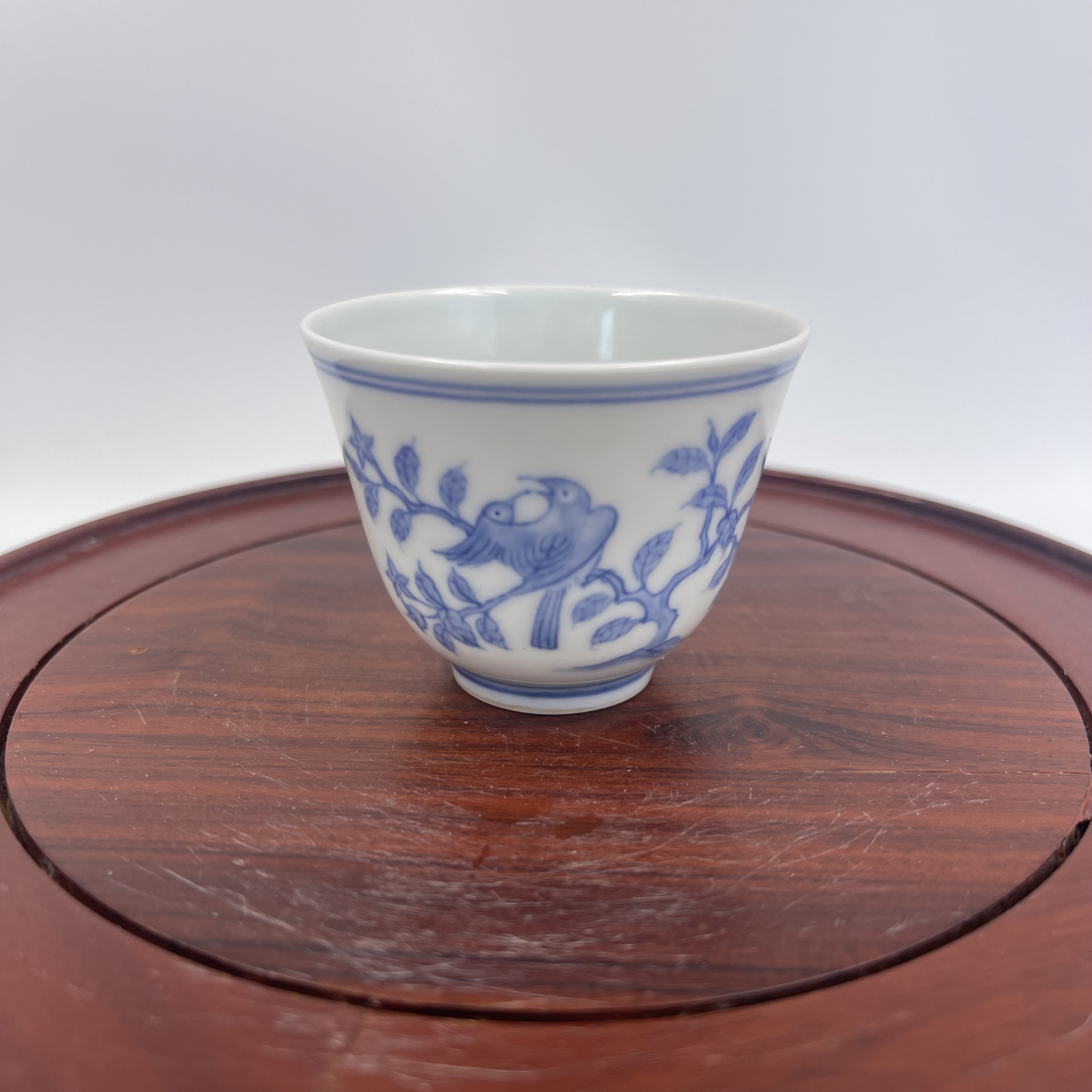 青花 花鸟纹杯   高4.3公分 口径5.5公分 全品  