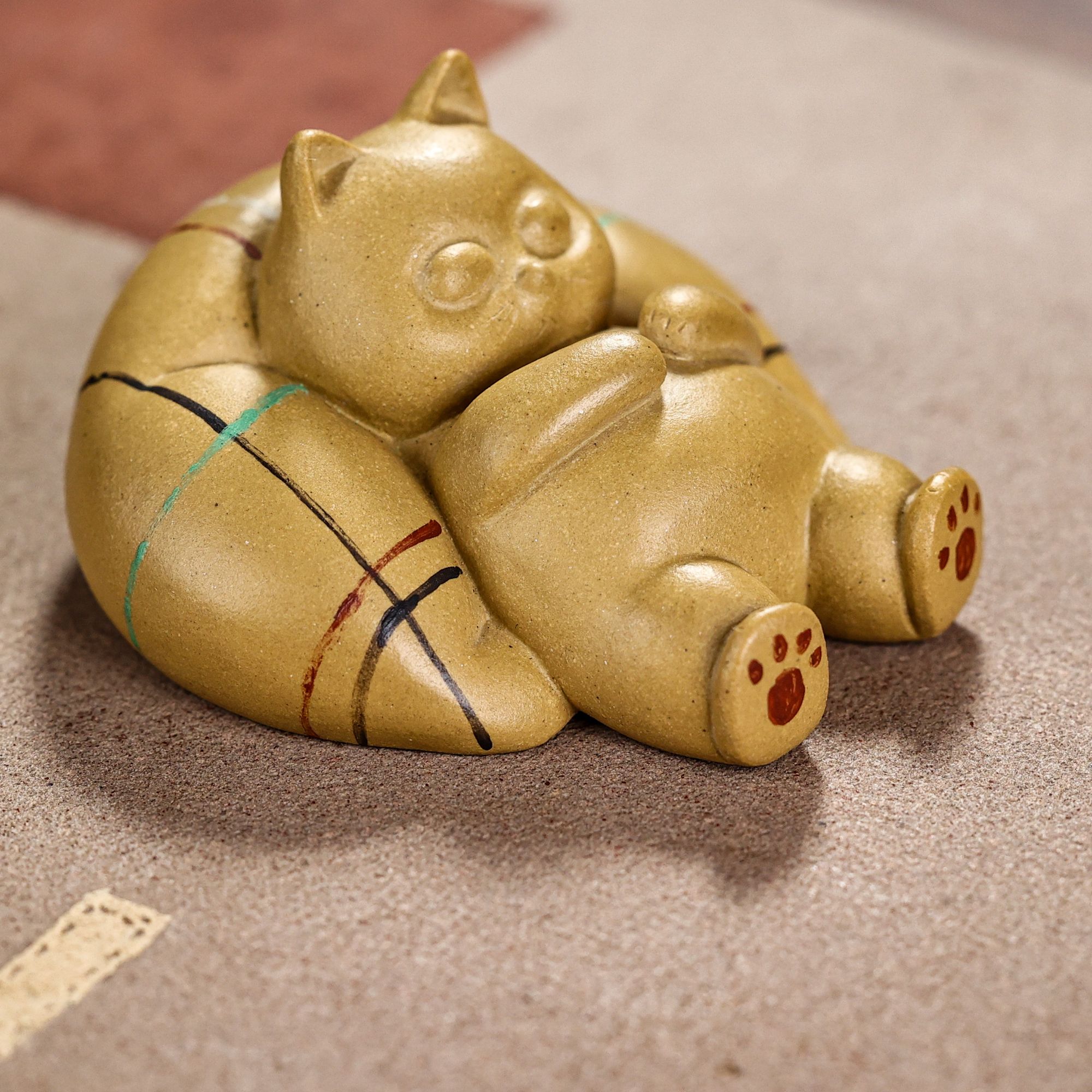 三川创新《沙发猫》创意茶摆件 茶搭子 盖置  黄金段