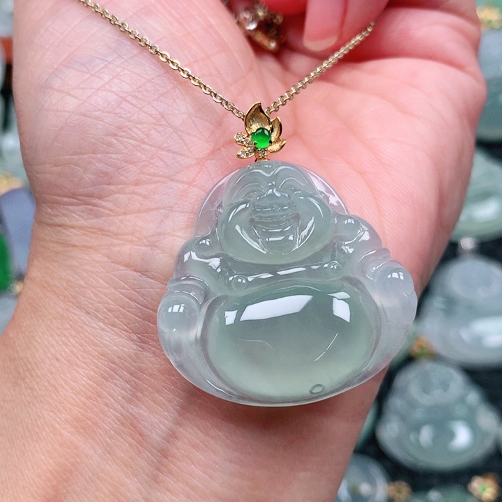 翡翠吊坠(不含链)18K金镶嵌