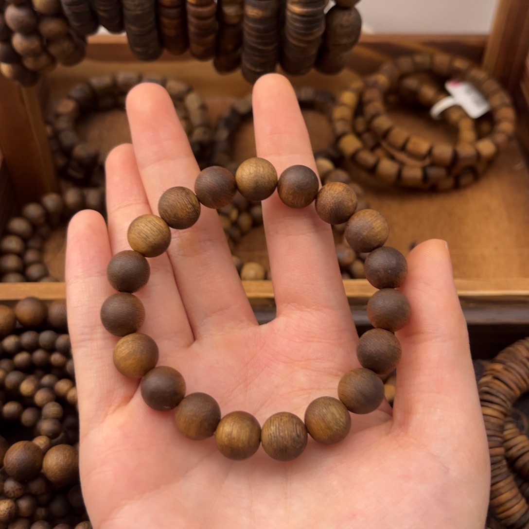 黑棋沉香10圆珠单圈