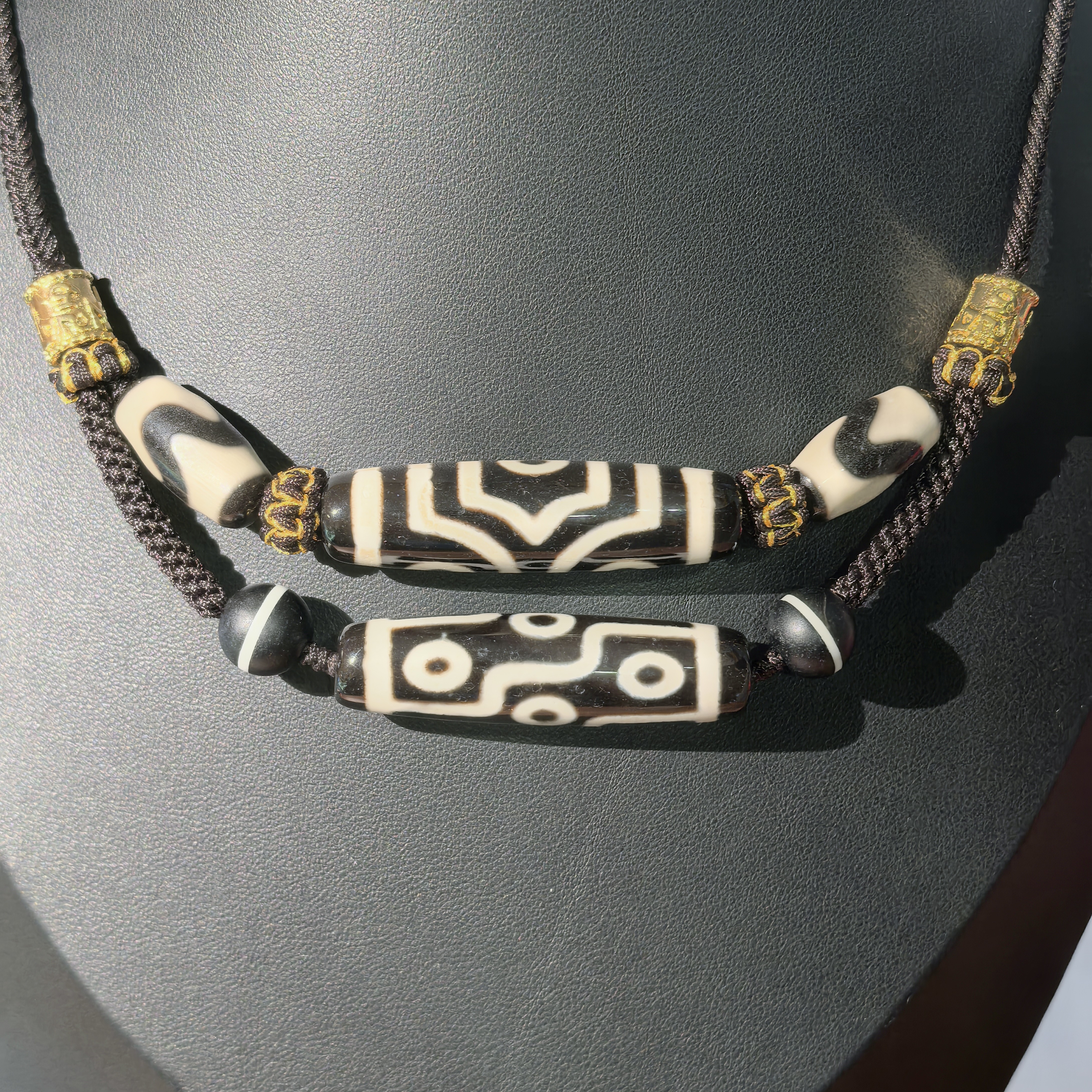 九眼+三眼天珠锁骨链叠戴玉髓材质有证书招财项链