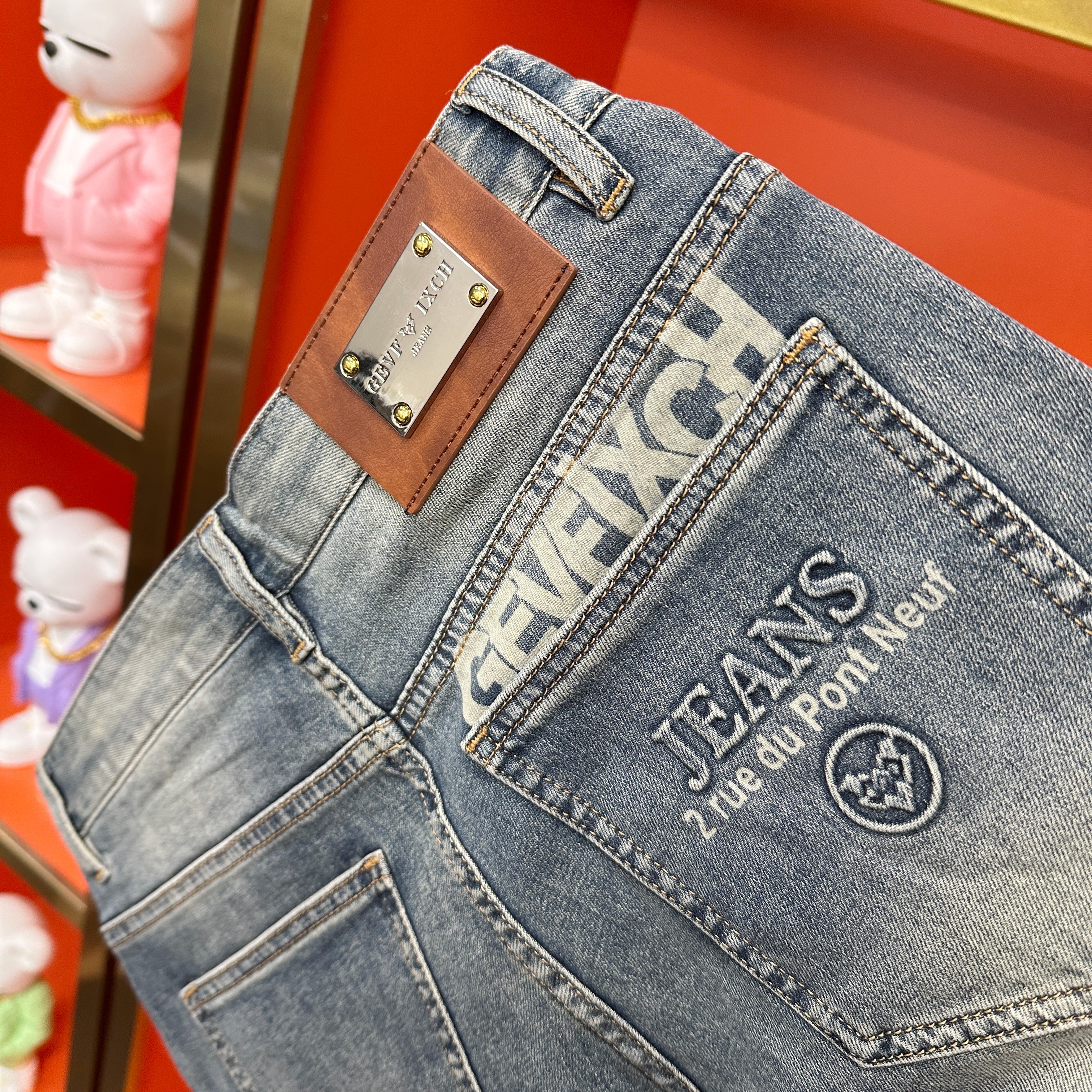 【MS欧品】秋冬新款经典浅蓝男士牛仔裤百搭时尚休闲直筒男长裤子