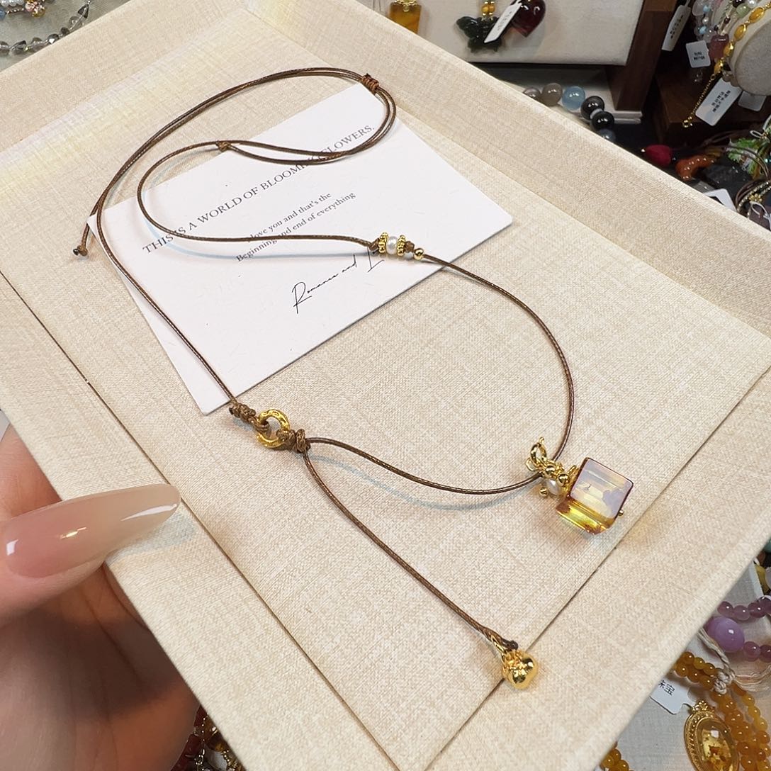 水晶未镶嵌手链花珀方糖