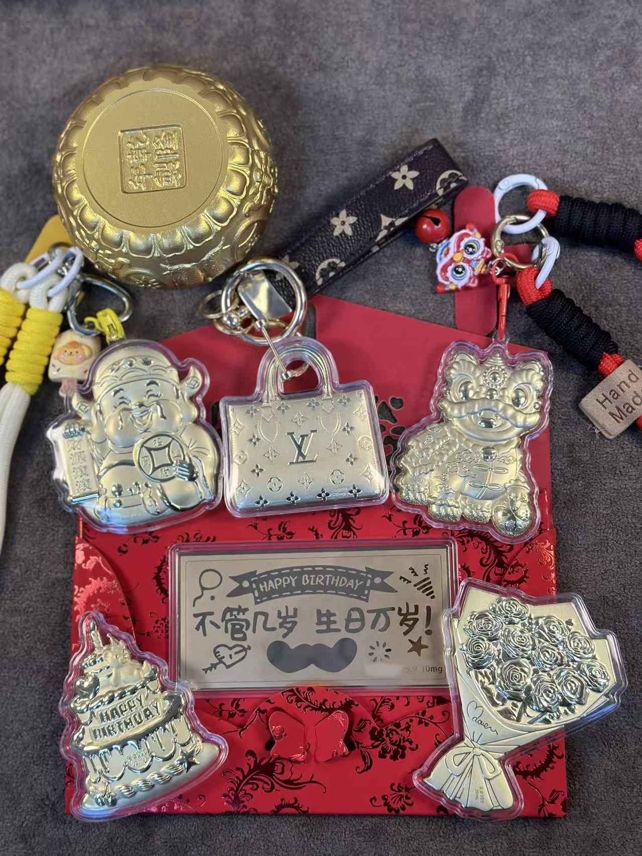 锦鲤三件套精美手机挂饰手机贴