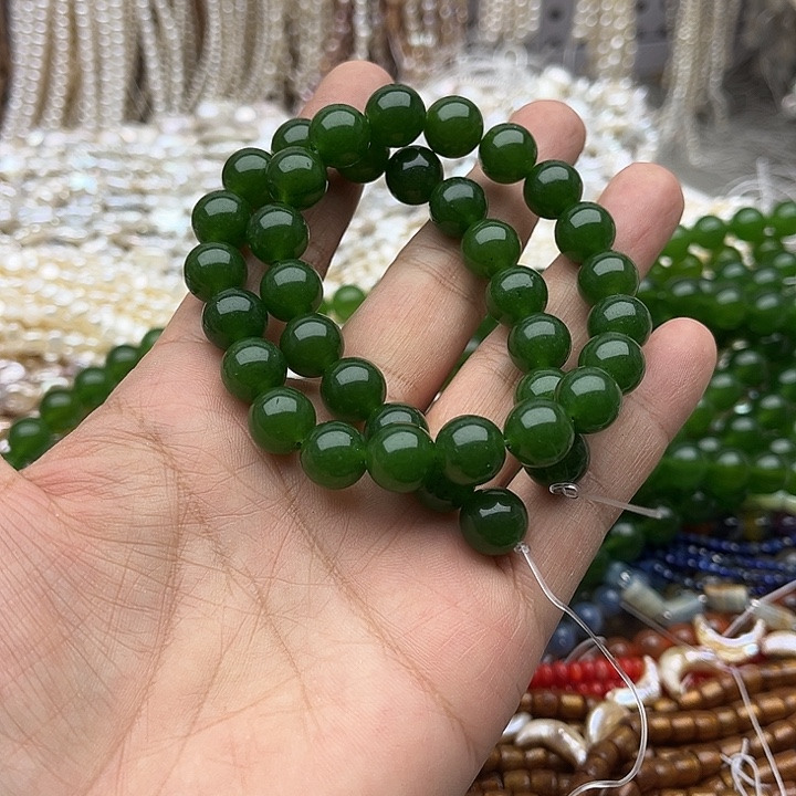 玛瑙/玉髓未镶嵌珠宝半成品一条10mm左右碧玉