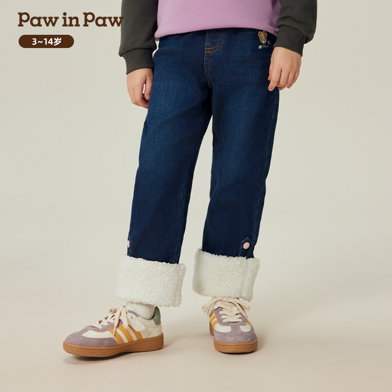【Q暖丹宁】PawinPaw卡通小熊童装秋冬女童加绒牛仔裤PCTJE4T21E