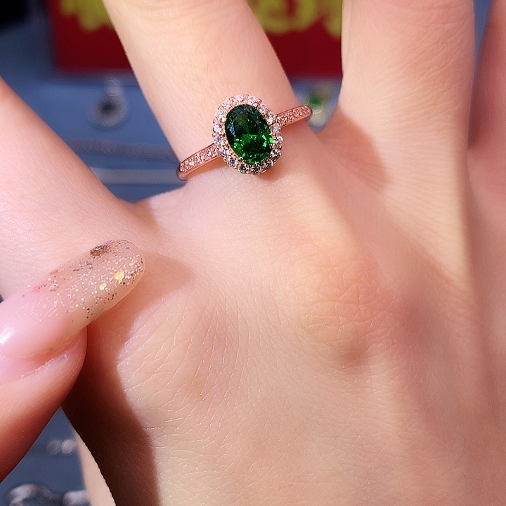 透辉石戒指银S925镶嵌