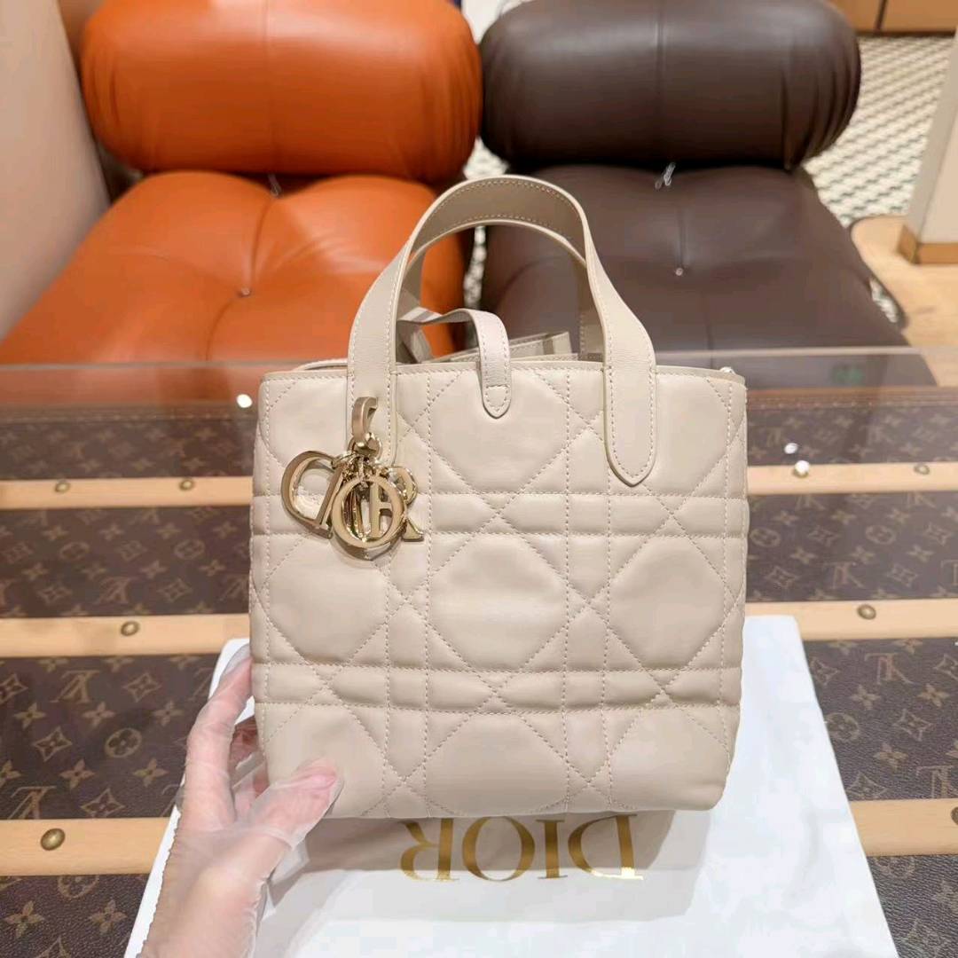 99新 DIOR/迪奥 Toujours 竖版超大藤格纹 菜篮子包