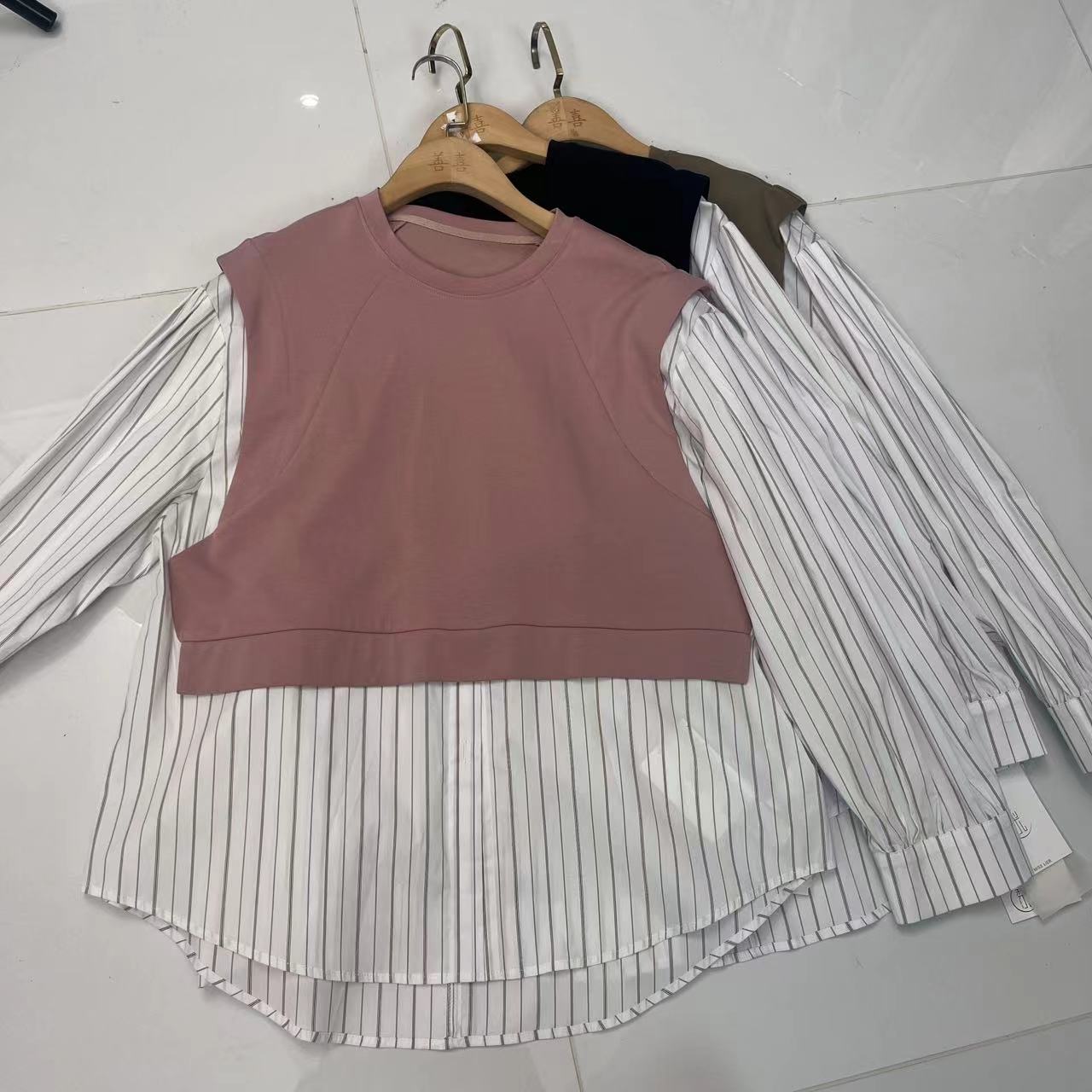 659条纹拼接衬衫