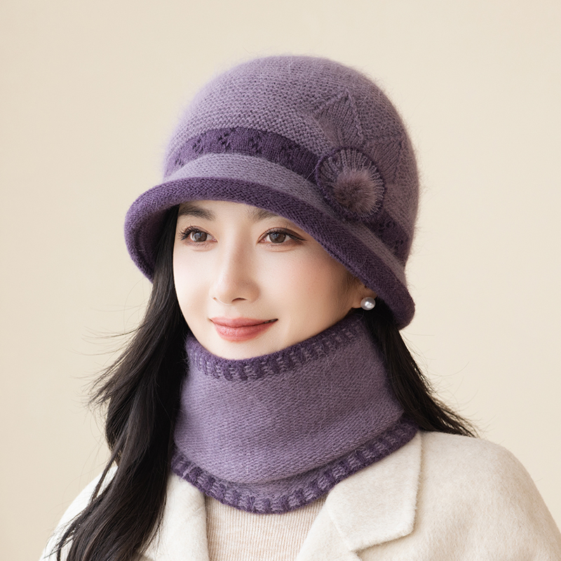 冬季防寒中老年人妈妈奶奶渔夫帽秋冬女士针织毛线帽加绒保暖盆帽
