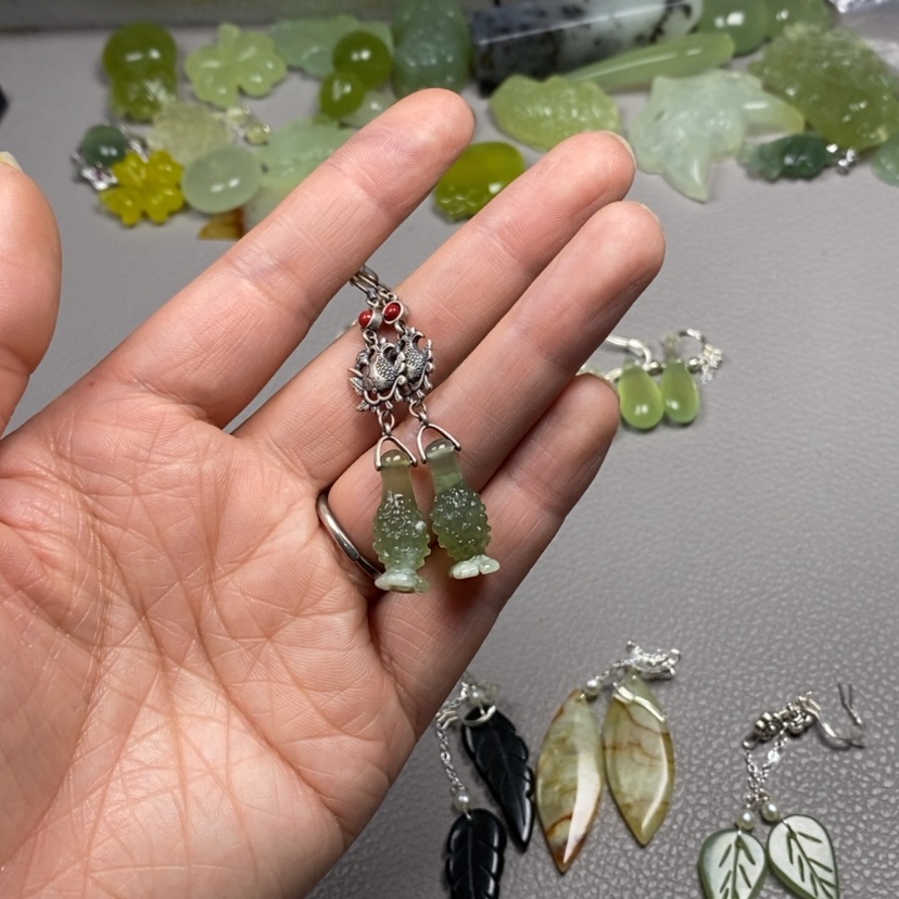 【闪购商品】蛇纹石玉未镶嵌挂件耳饰耳环项链手链