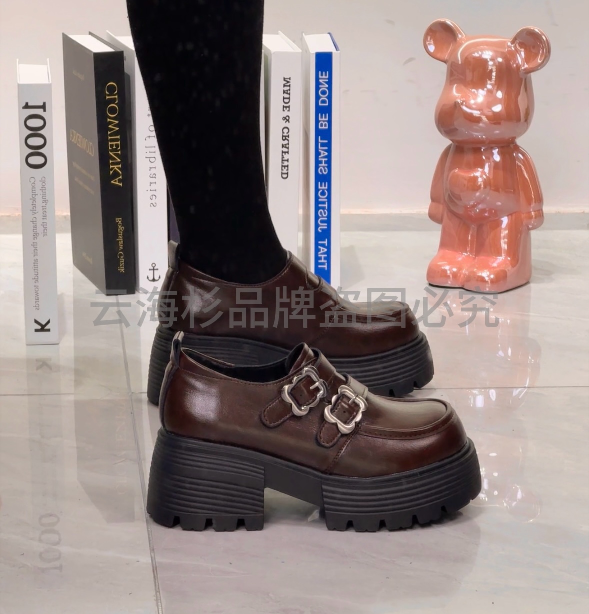 2025新款双排扣乐福鞋青年软底春季厚底系带英伦风圆头736