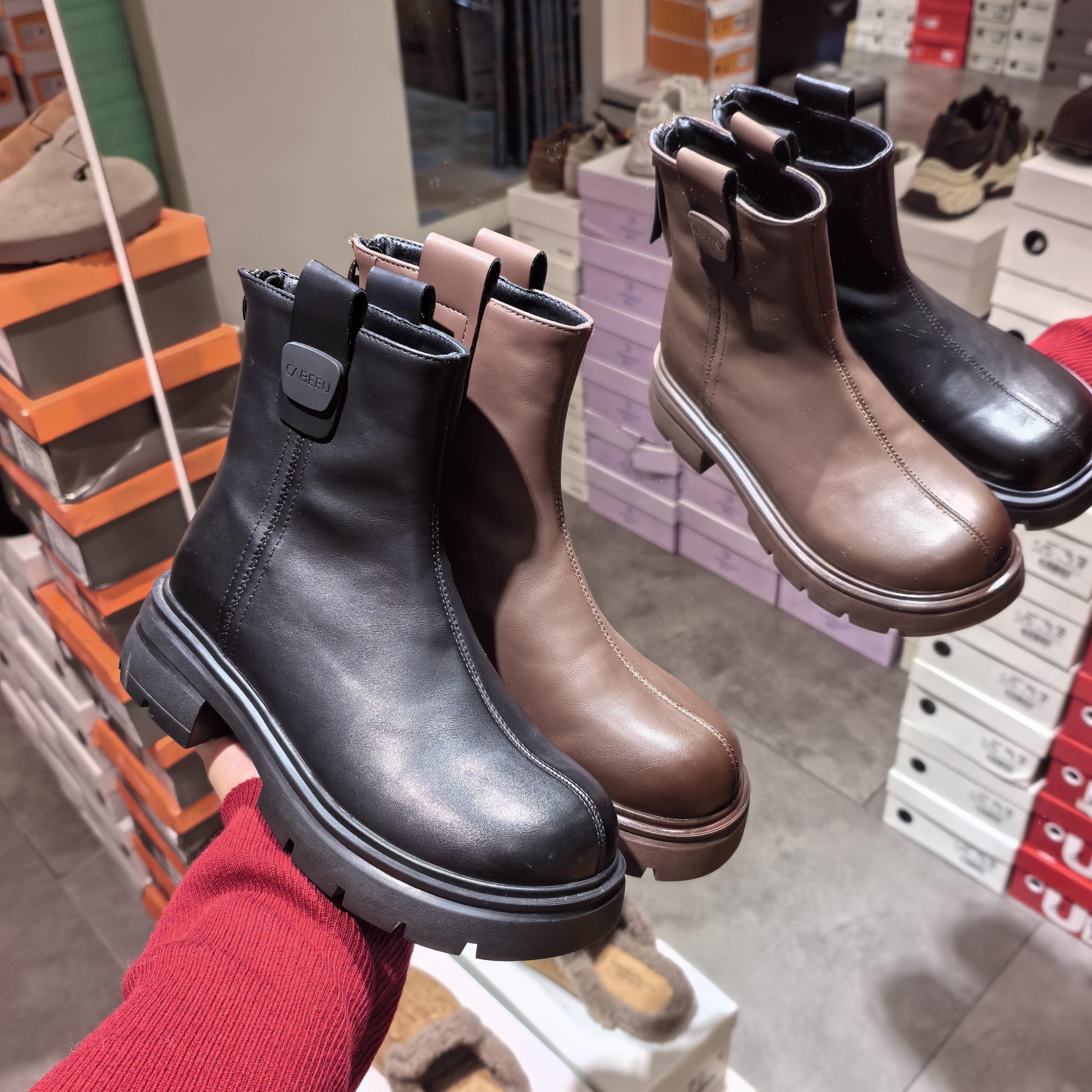 诗涵家 真皮厚底软底马丁靴8869-8