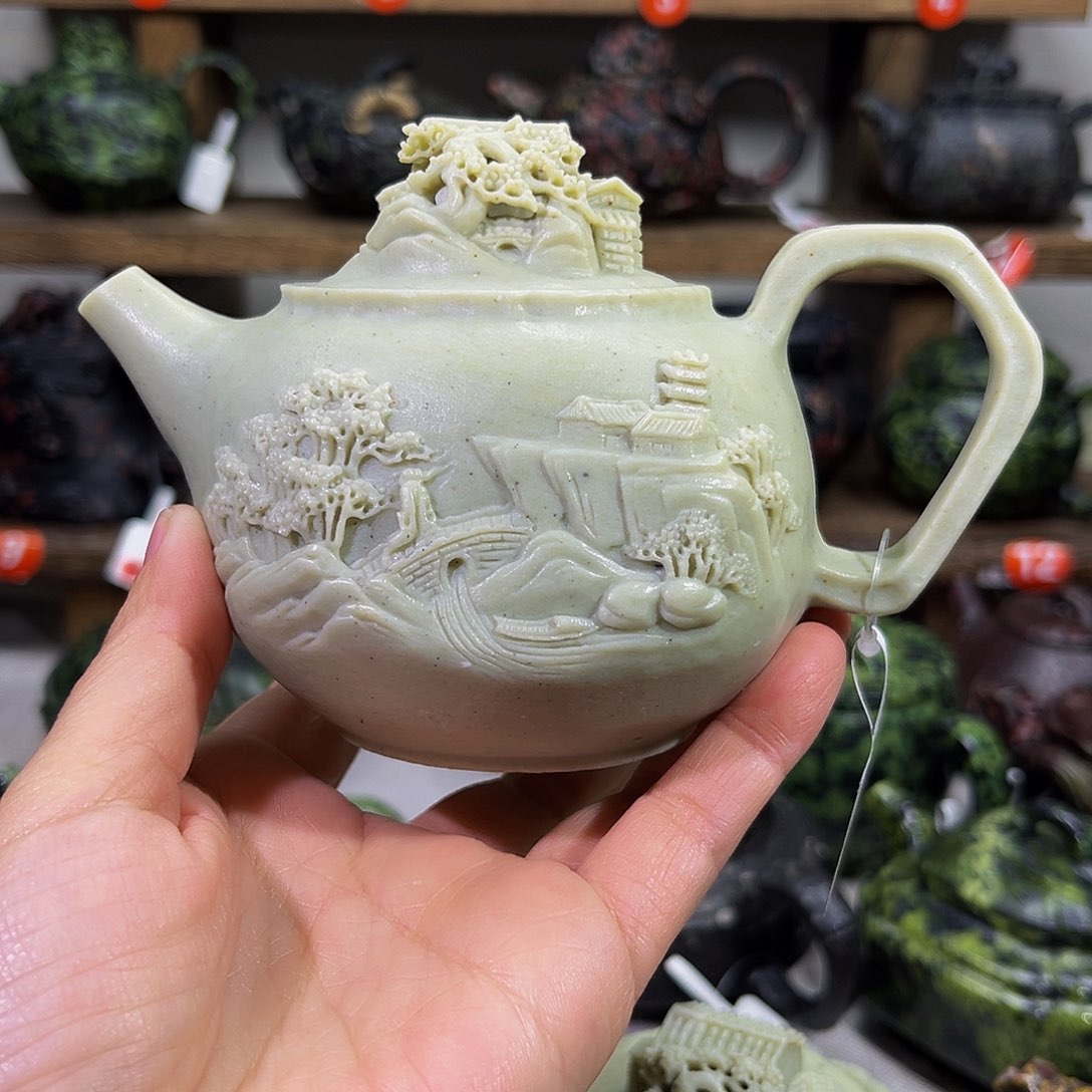 用****6石材冰碛玉精品壶