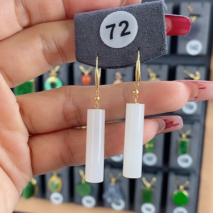 和田玉耳饰18K金镶嵌