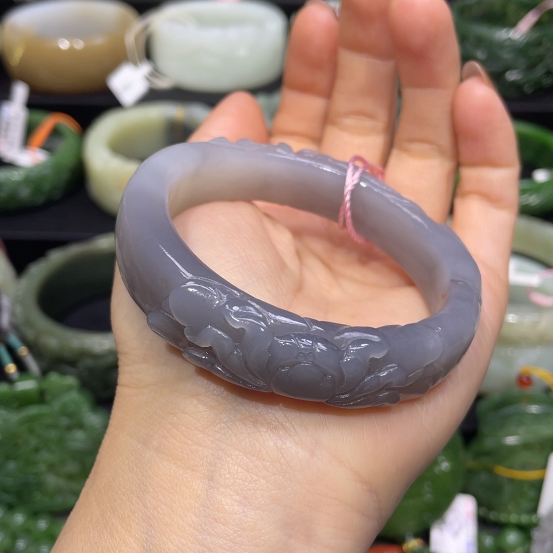 和田玉未镶嵌手镯54+圈口 编号58贵妃镯