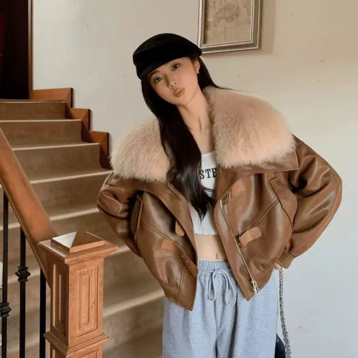 【欧洲站】真毛领鹅绒羽绒服