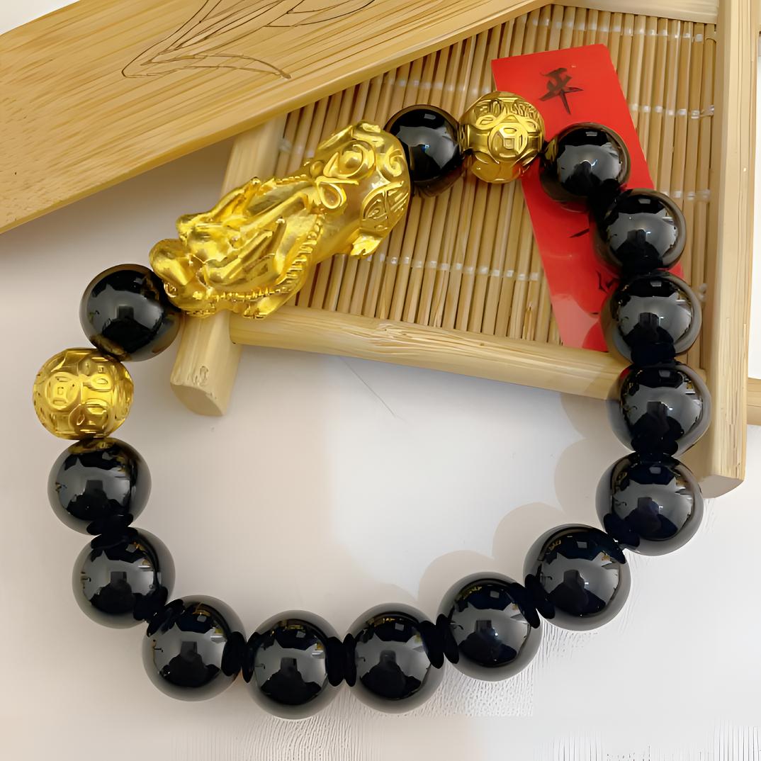 合金手链 貔貅手串轻奢金手串手饰情侣款黑色百搭饰品首饰单圈