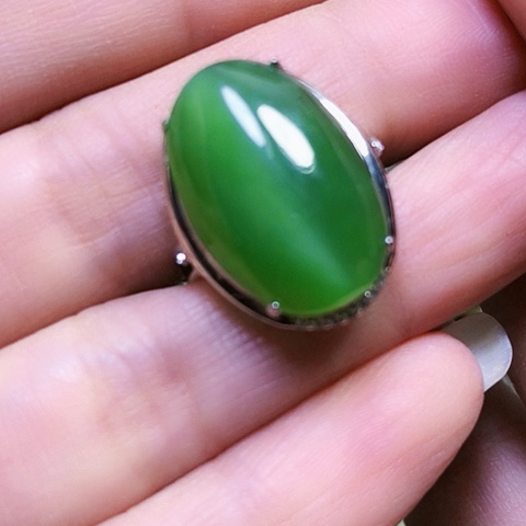 和田玉银S925镶嵌戒指