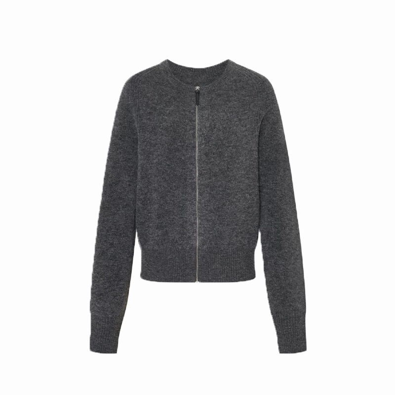 【老李推荐】法式圆领金属拉链针织开衫毛衣1Y59