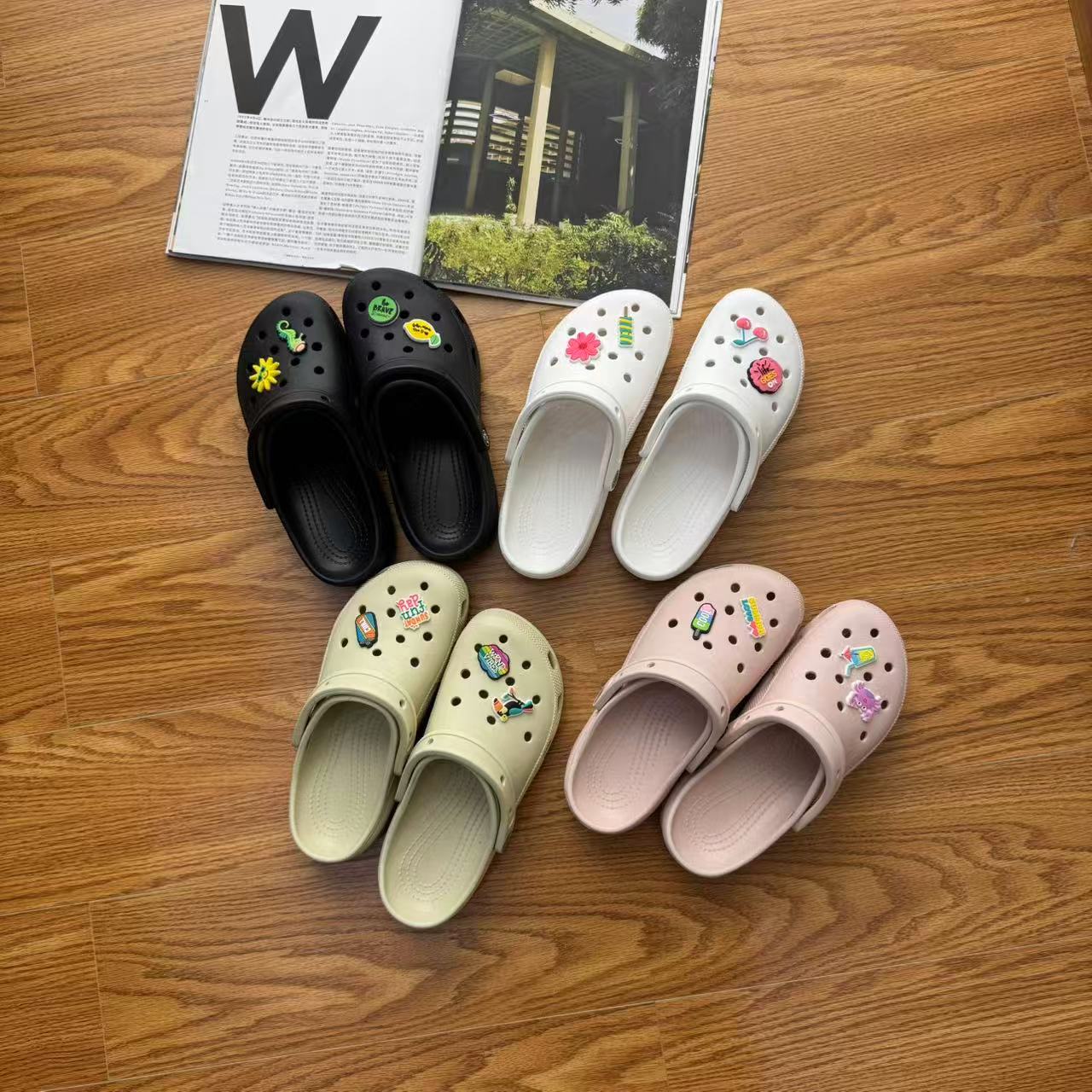 2160余小鱼 四色夏天时尚可爱云朵洞洞鞋百搭基础拖鞋经典女鞋