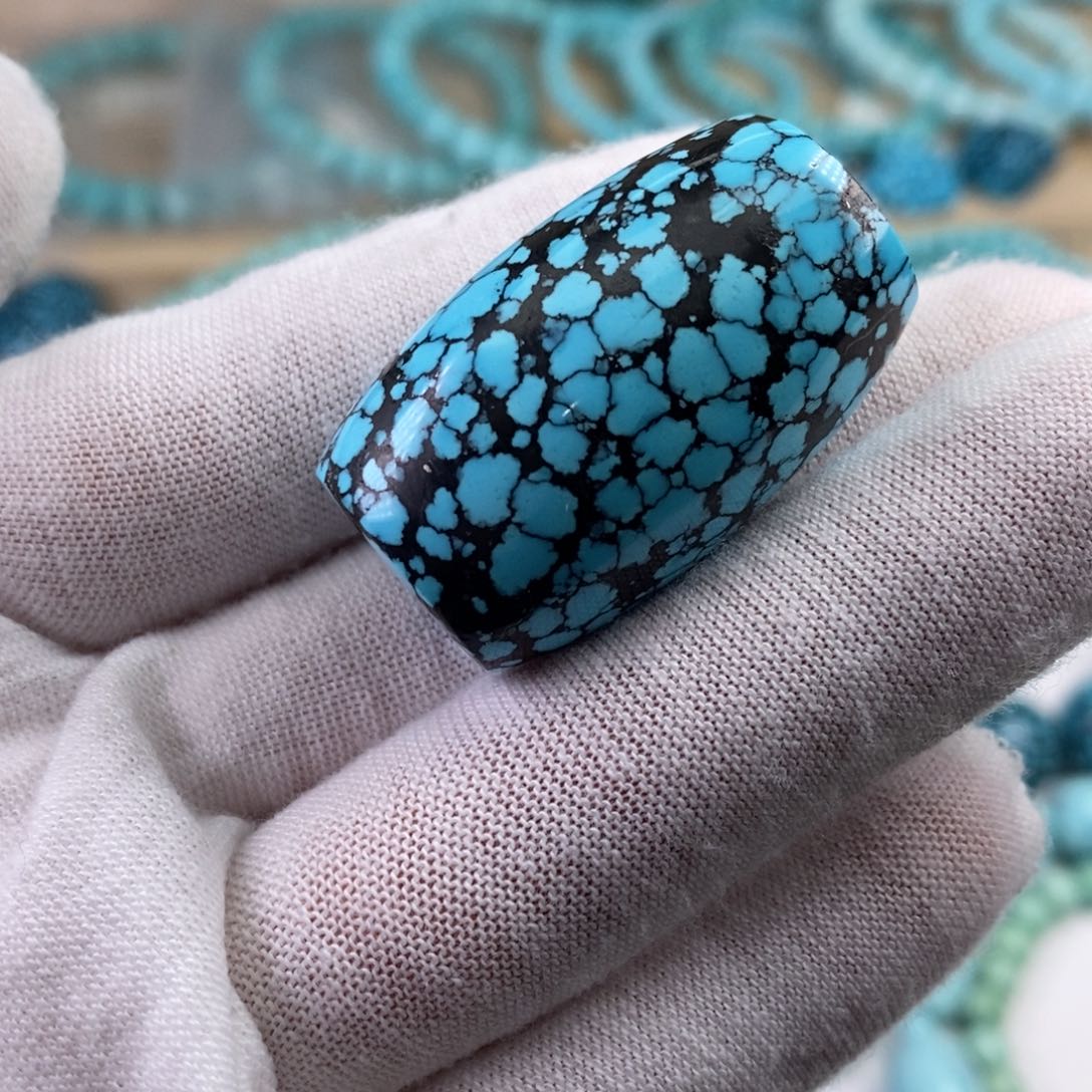 绿松石珠宝奇石未镶嵌乌兰夸桶珠直径21