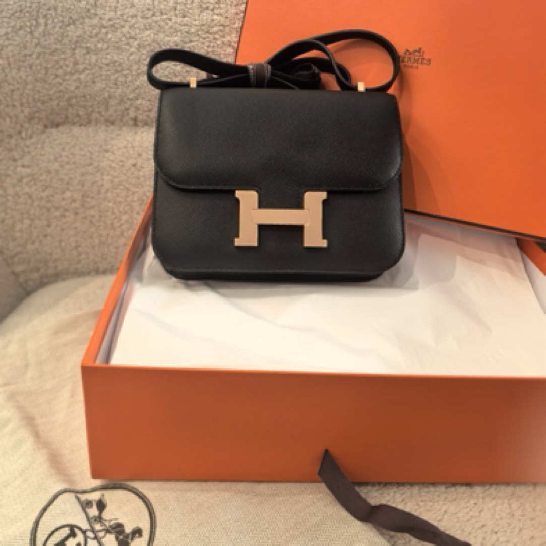 未使用 Hermes/爱马仕 N0011constance19康康黑玫瑰金扣epsom B刻