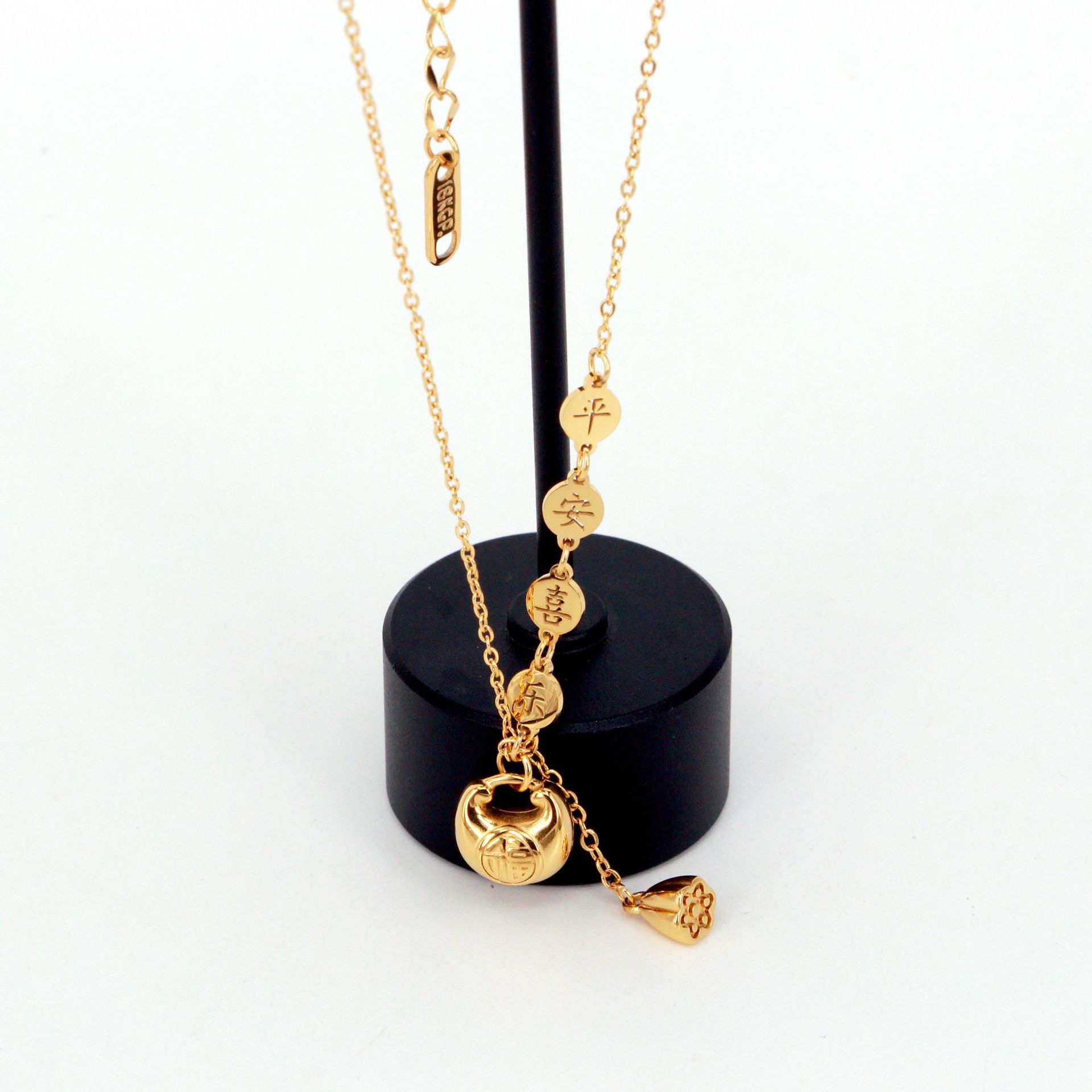 钛钢项链 新中式高级感平安喜乐小福坨项链女精致个性别致锁骨链