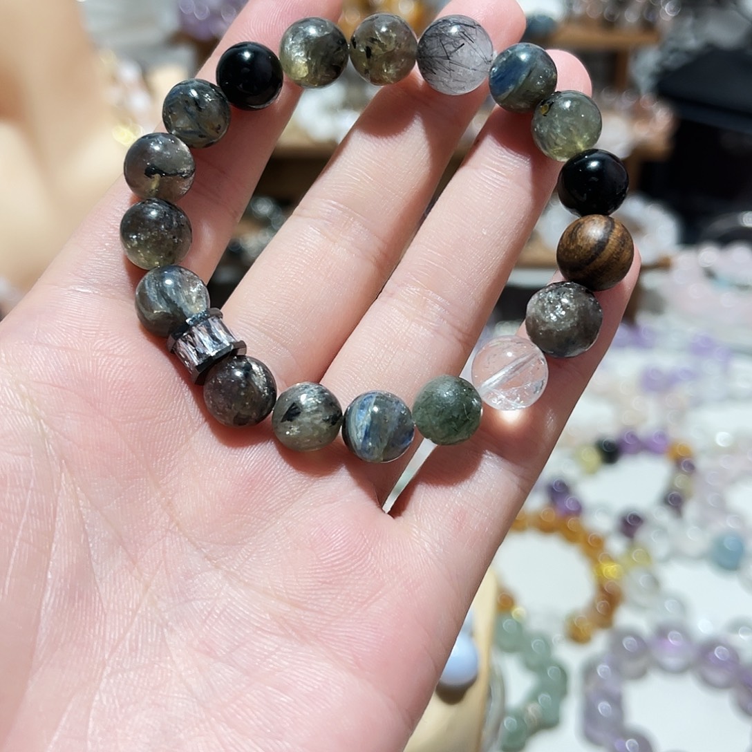 未镶嵌手链水晶黑暴闪蓝晶
