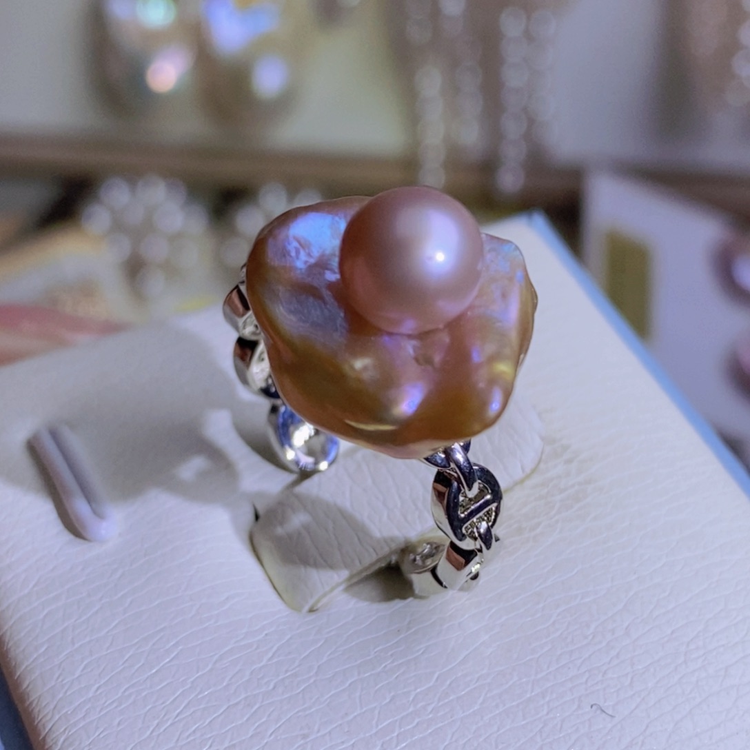 银S925镶嵌天然淡水珍珠淡水珍珠