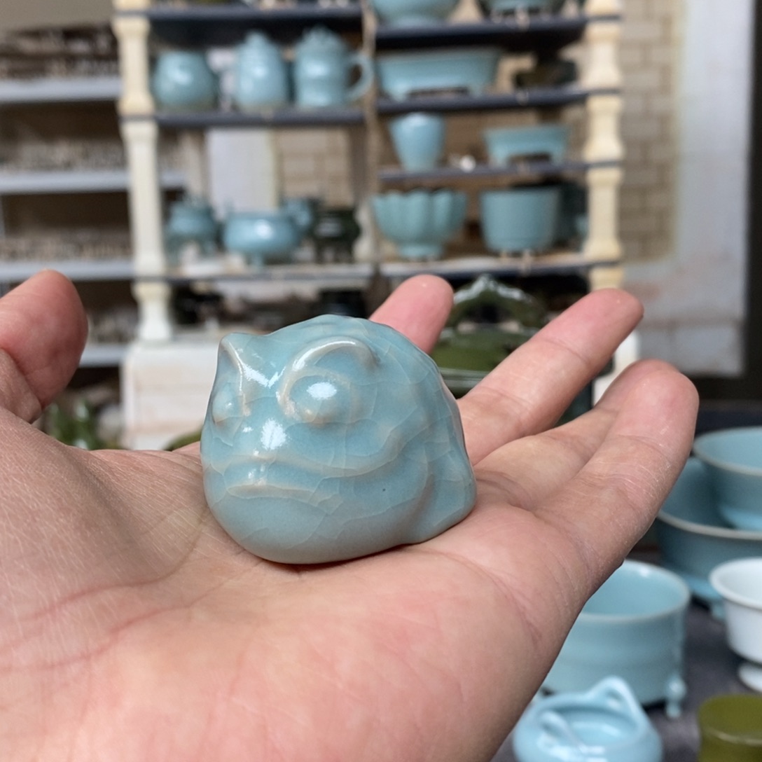 空***兰摆件陶瓷抱朴瓷器仿古微瑕