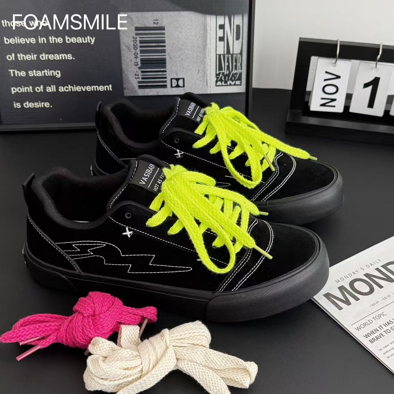 Foamsmile| 炸街个性多巴胺痞帅高级美式新款酷帅滑板鞋潮流男鞋