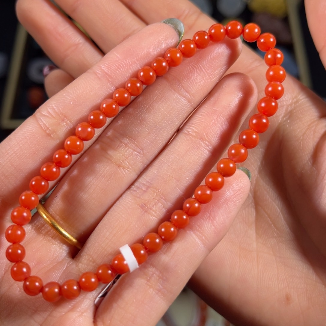 南红玛瑙河湾 圆珠单圈4.6mm未镶嵌