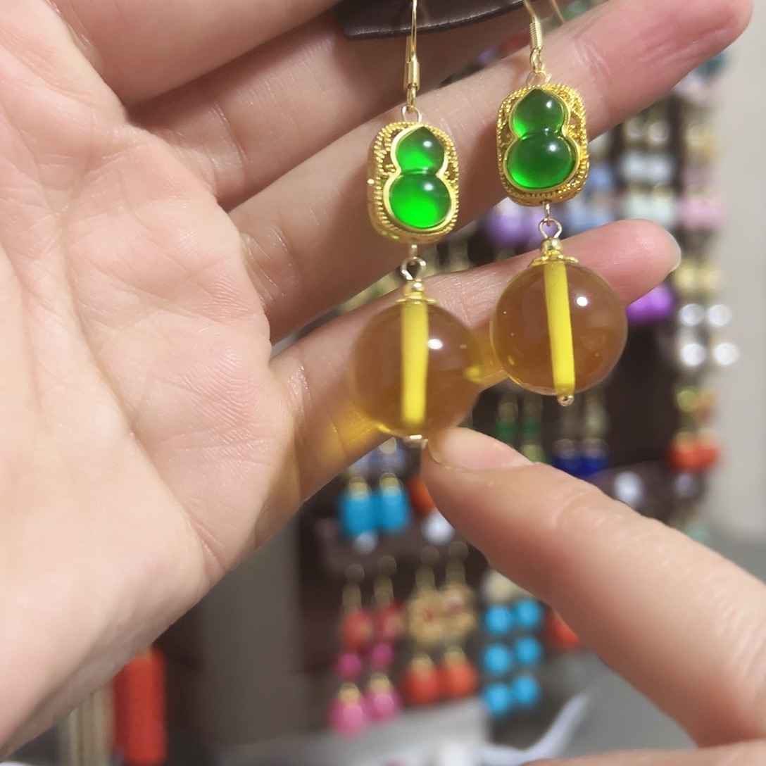 银S925镶嵌耳钉玛瑙/玉髓古风