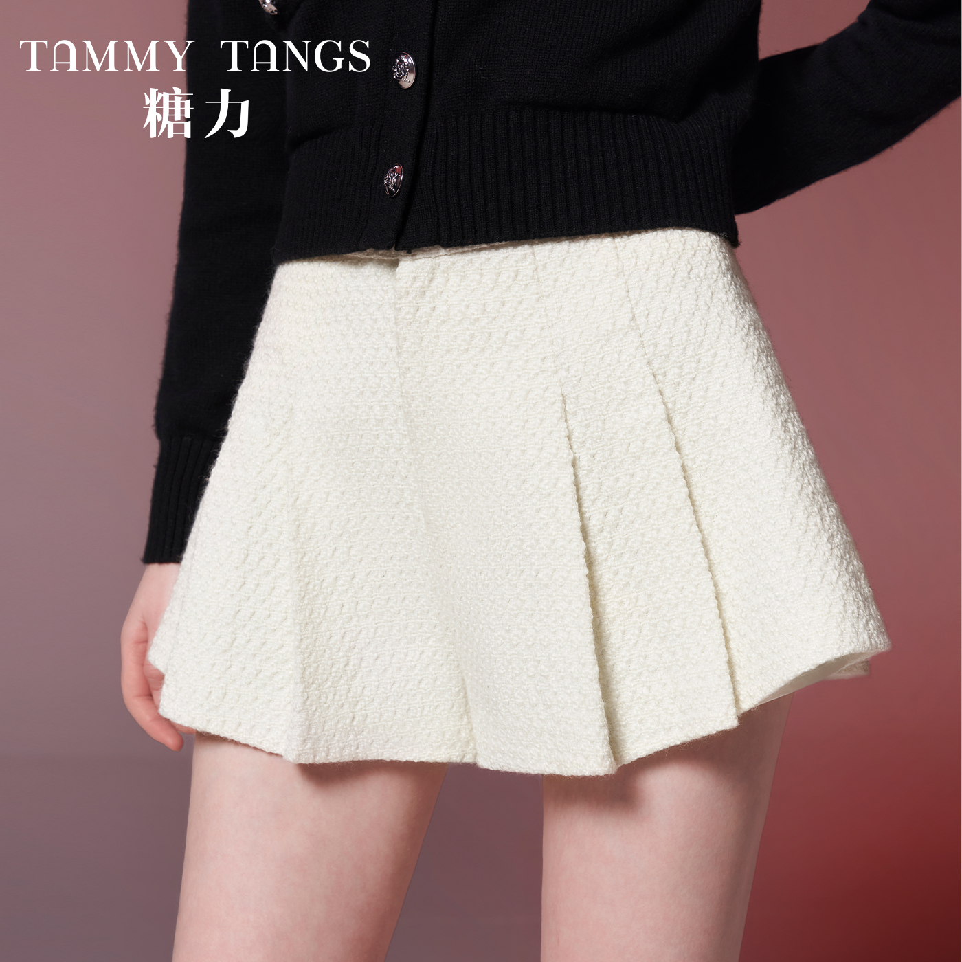 6519【金拐子专属】糖力百褶裙裤小香风休闲阔腿短裤TWEQK36519