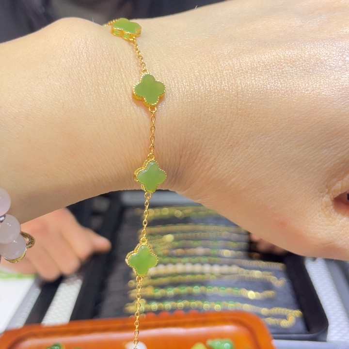 和田玉银S925镶嵌手链