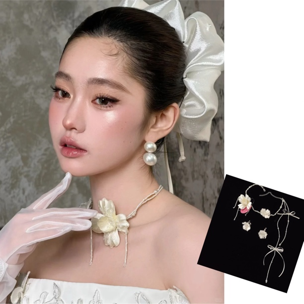 非金属涤纶项链 好柿｜693小众新娘法式浪漫纯欲项链套装